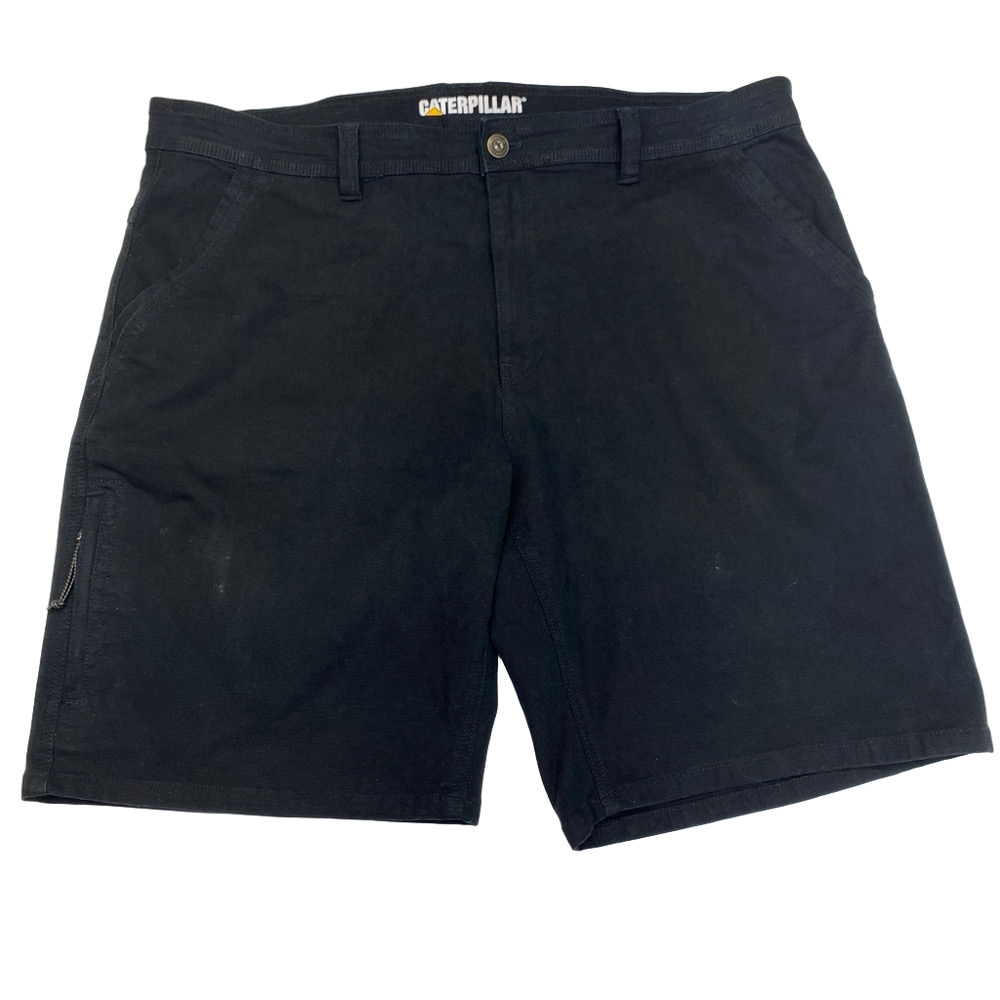 CAT Caterpillar Work Shorts Mens 40 x 10" Black Canvas Pockets Stretch
